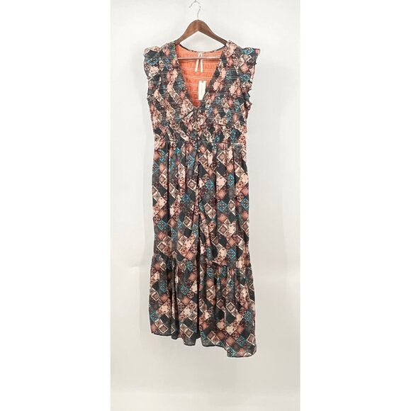 Anthropologie Dresses & Skirts - Anthropologie The Peregrine Midi Dress Size L Smocked Ruffle Cotton Tiered